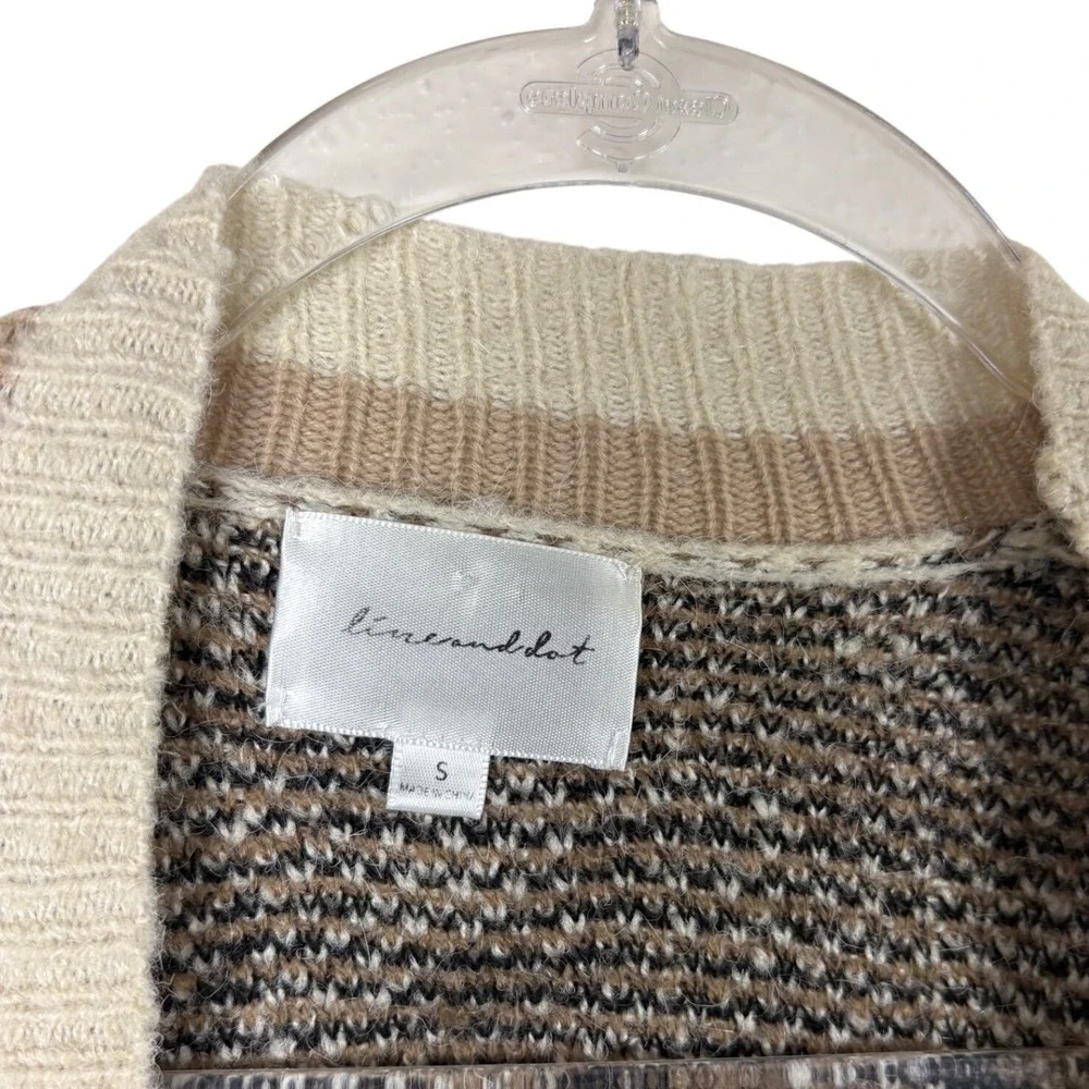 Line & Dot Luella Leopard Print Cardigan Sweater Tan Black Open Front Small